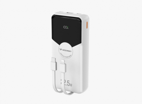 Nešiojamas įkroviklis - akumuliatorius 20000mAh USB + 2xUSB C 22.5W su indikatoriumi baltas Wozinsky WFC-15W 5907769388064